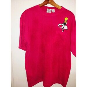 Acme Clothing Co. Vintage 1991 Large Red Embroidered Tweety & Sylvester T-Shirt